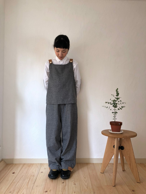 wool check rough pants　monotone check 第5張的照片