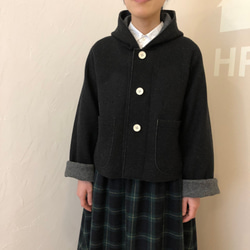 reversible wool short coat   * chick black & charcoal * 第2張的照片