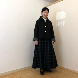 reversible wool short coat   * chick black & charcoal * 第5張的照片