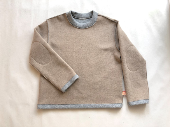 『 お仕立て承ります♪ 』リバーシブル ウールニット セーター　light gray & chick beige 2枚目の画像