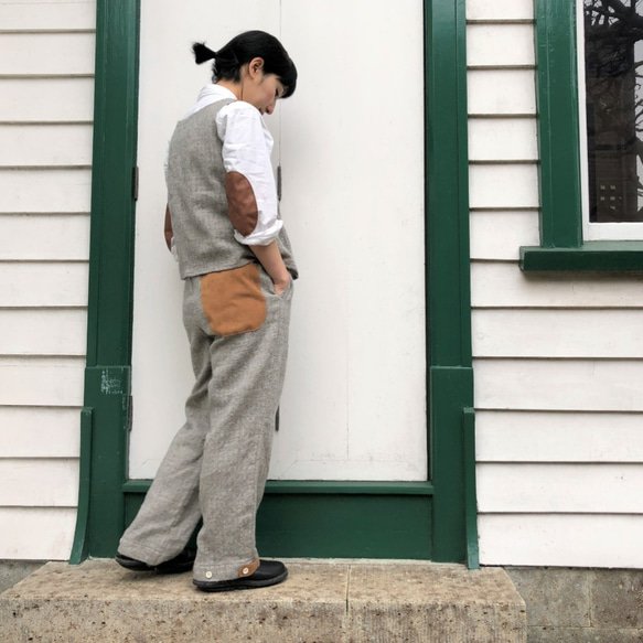 French linen × Shetland wool pants 第3張的照片