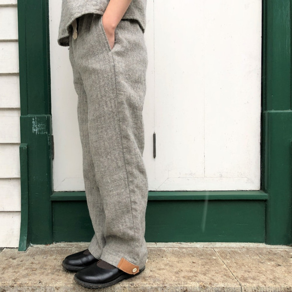 French linen × Shetland wool pants 第9張的照片