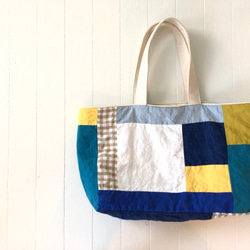 linen patchwork tote 第2張的照片