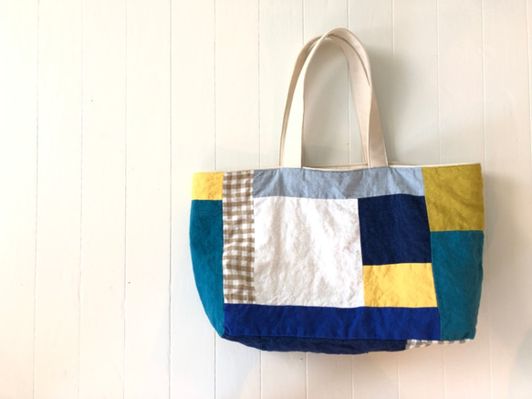 linen patchwork tote 第2張的照片