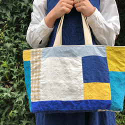 linen patchwork tote 第1張的照片