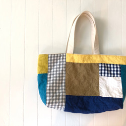 linen patchwork tote 第3張的照片