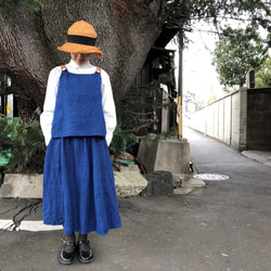 two tone rough linen tops   indigo linen 第5張的照片