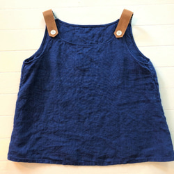 two tone rough linen tops   indigo linen 第3張的照片