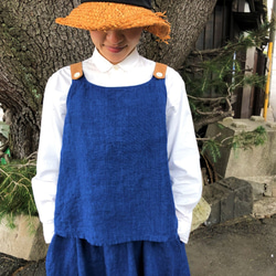 two tone rough linen tops   indigo linen 第1張的照片