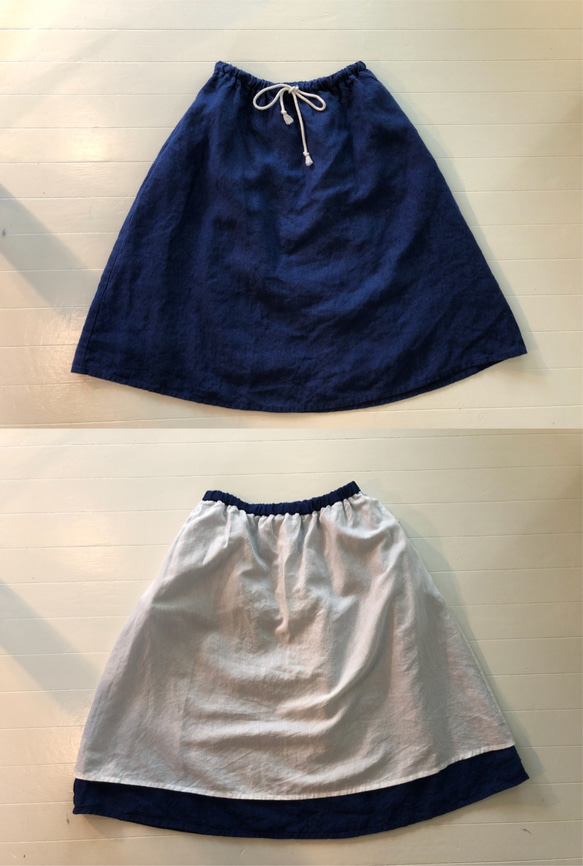 indigo linen skirt 第3張的照片