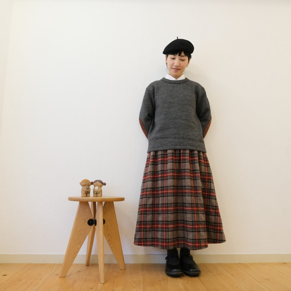 wool check chick skirt 第5張的照片