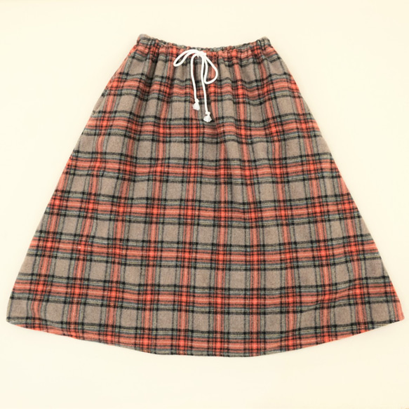 wool check chick skirt 第3張的照片