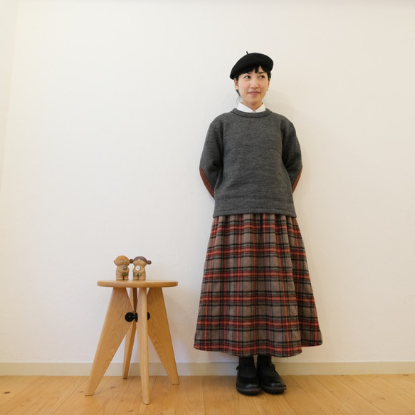 wool check chick skirt 第2張的照片