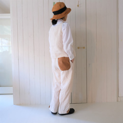 two tone rough linen pants   ecru 第1張的照片