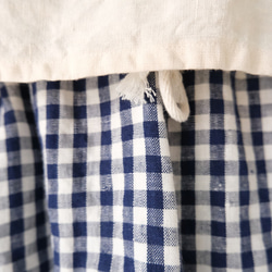 blue gingham check linen skirt 第4張的照片