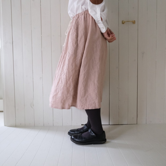 linen skirt ... pink gray 第4張的照片