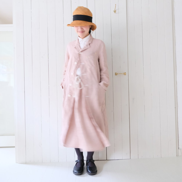 linen atelier coat　pink gray 第1張的照片
