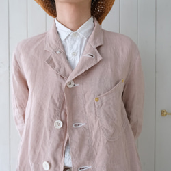 linen atelier coat　pink gray 第3張的照片