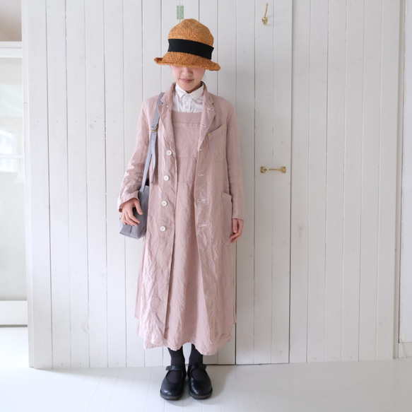 linen atelier coat　pink gray 第5張的照片