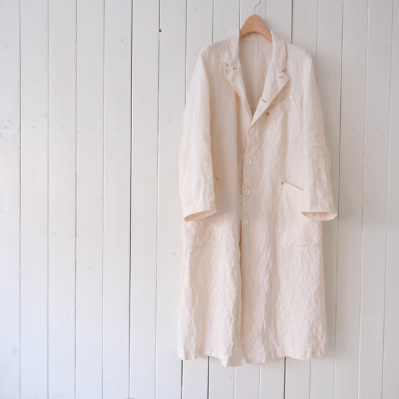 linen atelier coat　ecru 第2張的照片