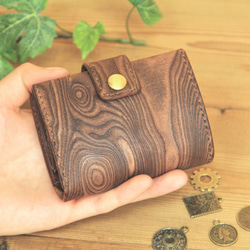 【名入れ可能】【送料無料】wood pattern Brown 札入れ付【※受注生産】 4枚目の画像