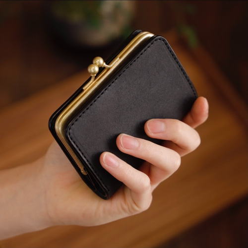 小さい がま口財布 / ブラック【受注制作】 その他ミニ財布