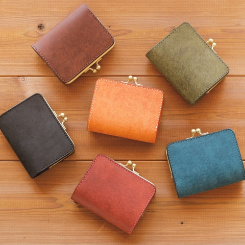 未使用/HANARE 財布　小さいがま口　ペトローリオ　イタリアンレザー 小さい がま口財布 / ペトローリオ【受注制作】 その他ミニ財布