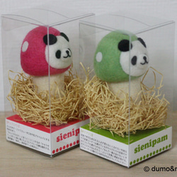 【S様ご予約品】キノコパンダマスコット【チェリーピンク色のチェリニパン＆黄緑色のキミドリコ】 3枚目の画像