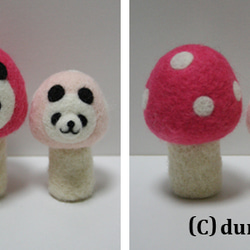 キノコパンダのマスコットピンク兄弟セット 2枚目の画像