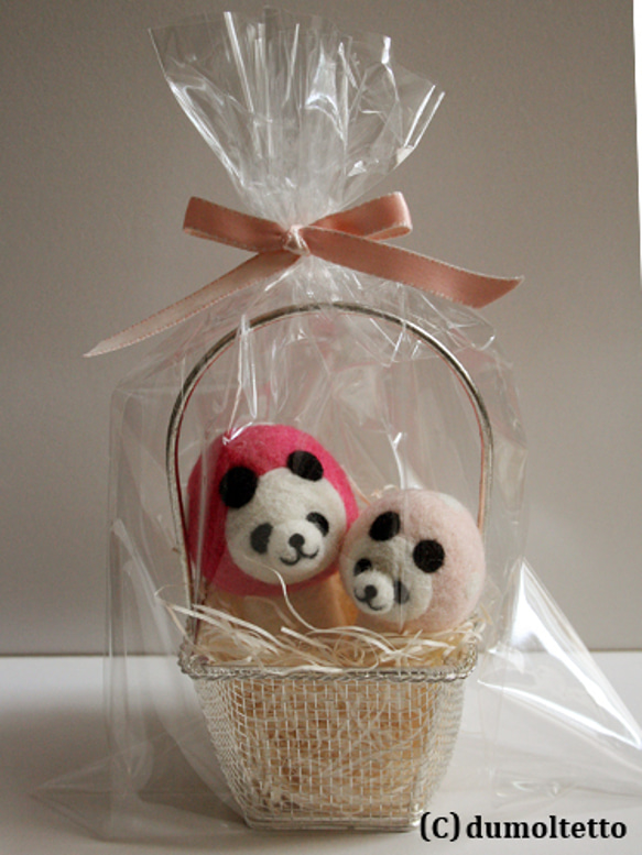 キノコパンダのマスコットピンク兄弟セット 3枚目の画像