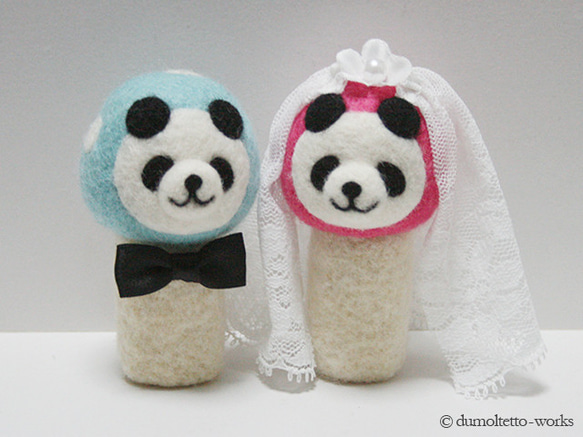 【Ｋ様ご予約品】キノコパンダのウェディングマスコットセット 1枚目の画像