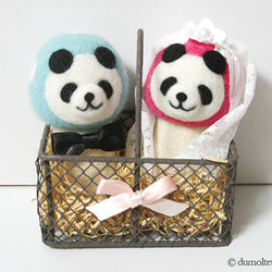 【Ｋ様ご予約品】キノコパンダのウェディングマスコットセット 2枚目の画像