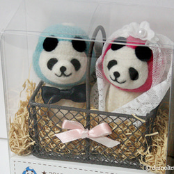 【Ｋ様ご予約品】キノコパンダのウェディングマスコットセット 3枚目の画像