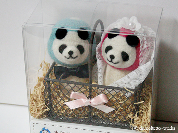 【Ｋ様ご予約品】キノコパンダのウェディングマスコットセット 3枚目の画像