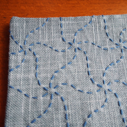刺し子のコースター千鳥(水色×青糸) 4枚目の画像
