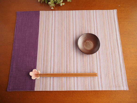 しじら織りのランチョンマット(紫×薄紫） 2枚目の画像