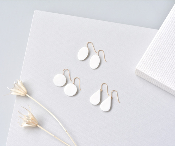 白磁のピアス- circle plate -14kgf 5枚目の画像