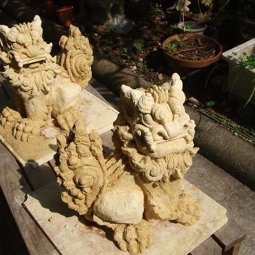 伝統の漆喰シーサー｜大型・構守（かまえまもり）｜28cm・本格守護（対