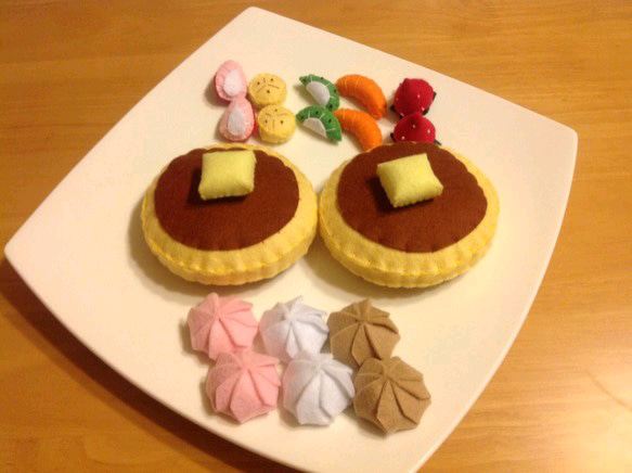 受注製作【フェルトままごと】**ままごと&ホットケーキセット** 3枚目の画像