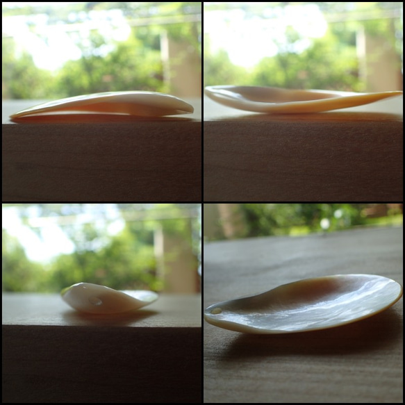 バリ島産白蝶貝　ペンダントトップ　大きめ滴型 9枚目の画像