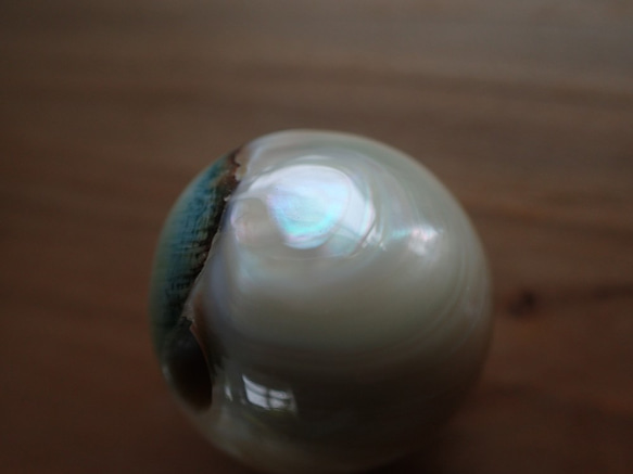 沖縄産夜光貝　ビーズ　変形球型 2枚目の画像