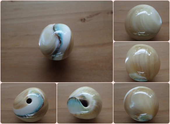 沖縄産夜光貝　ビーズ　変形球型 8枚目の画像