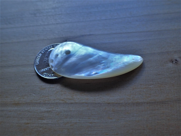 石垣島産黒蝶貝　ペンダントトップ　緩い勾玉型 1枚目の画像