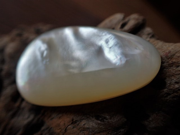 フィリピン産白蝶貝　穴なしパーツ変形滴型 3枚目の画像