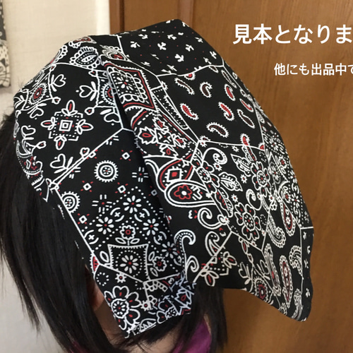 黒と白のチェック柄バンダナ （Monsieur Mini】 KNIT BANDANA GINGHAM 