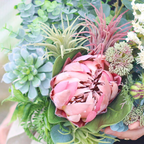 プロテアのブーケ新作☆クラッチブーケ♡ブートニア付き ブーケ 小さな
