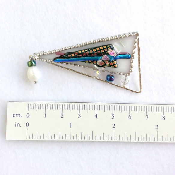 玻璃寶石和淡水珍珠胸針和項鍊編號：WEB-201611-016 第2張的照片