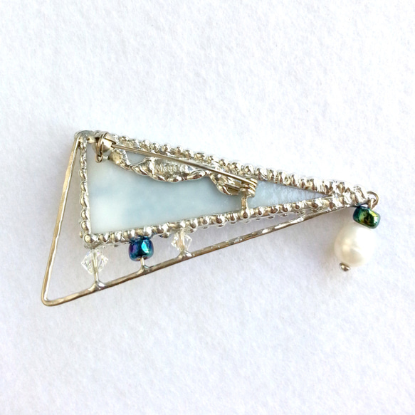 玻璃寶石和淡水珍珠胸針和項鍊編號：WEB-201611-016 第3張的照片