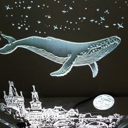 星夜/鯨魚/布拉格玻璃蝕刻板M尺寸/ LED支架套裝（燈/燈光/照明） 第2張的照片
