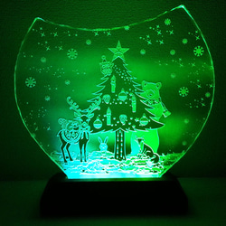森のクリスマスのガラスエッチングパネル Mサイズ・LEDスタンドセット 4枚目の画像